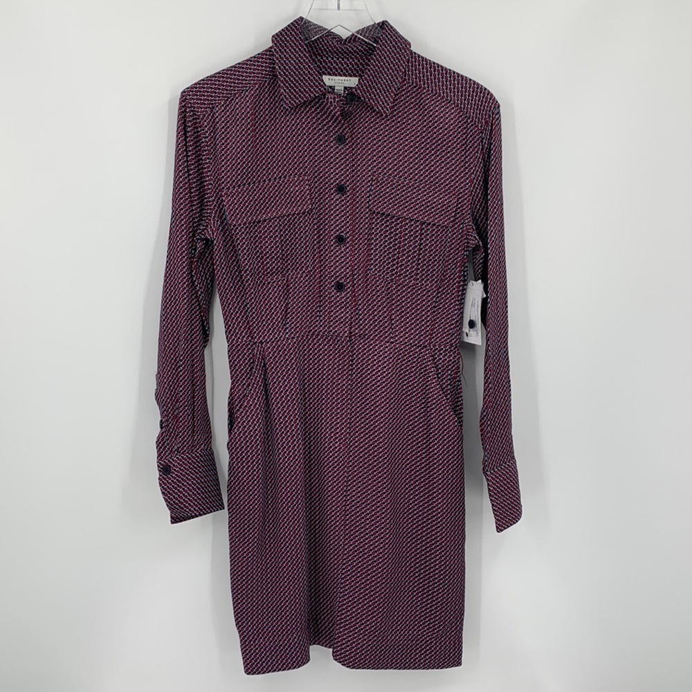Equipment Femme Axelle shirt dress circle burgundy tawny port MISSING BELT new 2